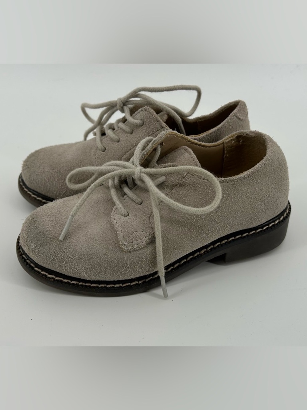 Janie and Jack Beige Suede Lace-Up Dress Shoes - Picture 3 of 6